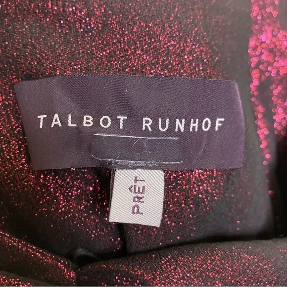 TALBOT RUNHOF Moa Burgundy Metallic Asymmetric Evening Gown Size 14 - Picture 5 of 9